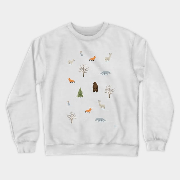 Winter Forest Animals Crewneck Sweatshirt by Freeminds